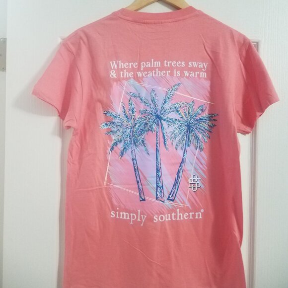 Palm Cocktail “Where the Palm Trees Sway” Shirt Simply Southern NWT - Picture 1 of 3